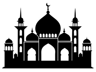 Mosque Silhouette Vector | Islamic Mosque SVG Icon