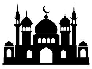 Mosque Silhouette Vector | Islamic Mosque SVG Icon