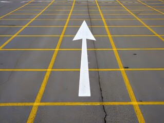 White Arrow on Parking Lot Asphalt

