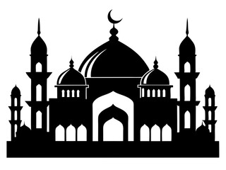Mosque Silhouette Vector | Islamic Mosque SVG Icon