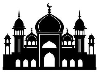 Mosque Silhouette Vector | Islamic Mosque SVG Icon