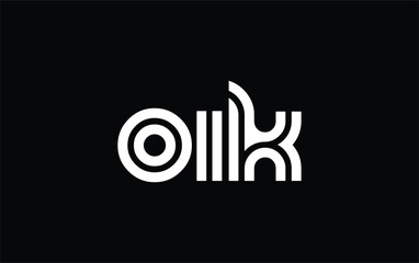 OIK Creative Unique Modern Letter Logo Design. Stylized logo featuring a unique letter design, presenting abstract minimalist aesthetics and modern appeal