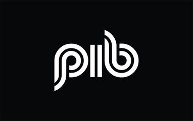 PIB Creative Unique Modern Letter Logo Design. Stylized logo featuring a unique letter design, presenting abstract minimalist aesthetics and modern appeal