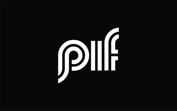 PIF Creative Unique Modern Letter Logo Design. Stylized logo featuring a unique letter design, presenting abstract minimalist aesthetics and modern appeal