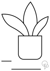 Unadorned potted plant design featuring clean, bold lines. Ideal for decoration, nature, minimalism, eco-awareness, gardening, calmness interior aesthetics. Flat simple metaphor