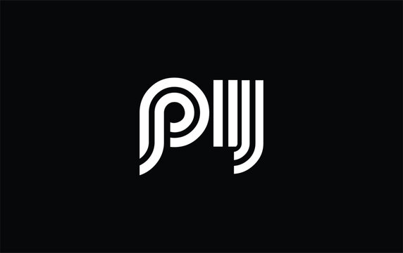 PIJ Creative Unique Modern Letter Logo Design. Stylized logo featuring a unique letter design, presenting abstract minimalist aesthetics and modern appeal