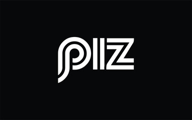 PIZ Creative Unique Modern Letter Logo Design. Stylized logo featuring a unique letter design, presenting abstract minimalist aesthetics and modern appeal