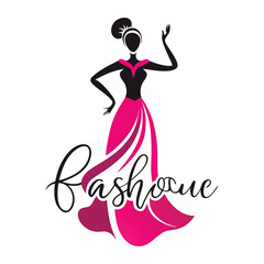 Elegant Fashion House Logo Design with Woman Silhouette