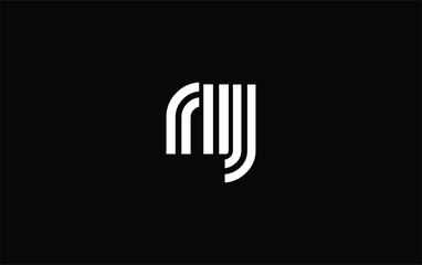 RIJ Creative Unique Modern Letter Logo Design. Stylized logo featuring a unique letter design, presenting abstract minimalist aesthetics and modern appeal