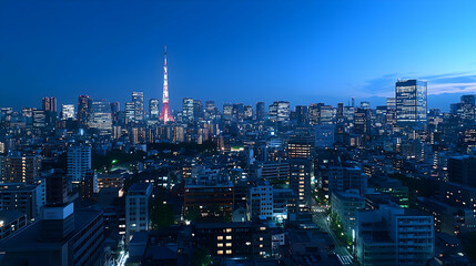 Obraz premium Tokyo City Skyline At Night