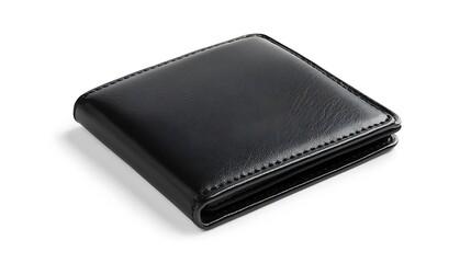 A sleek black leather wallet, a timeless accessory. Essential for keeping your essentials secure and organized, perfect for everyday.