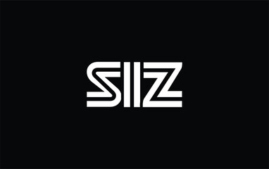 SIZ Creative Unique Modern Letter Logo Design. Stylized logo featuring a unique letter design, presenting abstract minimalist aesthetics and modern appeal