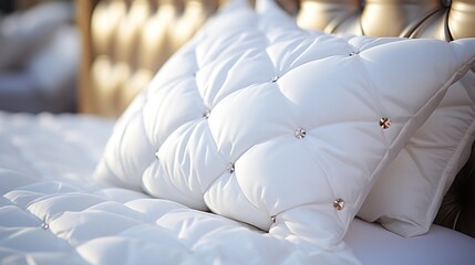 Obraz premium White pillows with gem details on bed