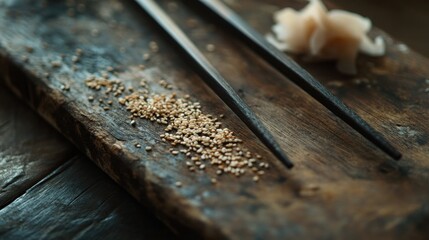 Sushi with Sesame Seeds and Soy Sauce