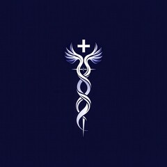 Sleek and modern abstract logo design featuring intertwined shapes and a stylized spear top against a dark backdrop