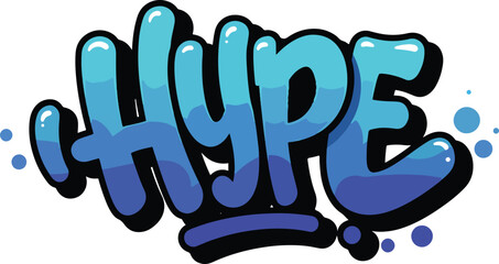 graffiti hype text vector with bold solid color bubble letters and street art design on transparent background