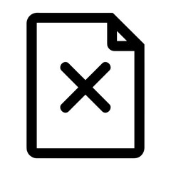 Fototapeta premium File icon with bold X mark representing deletion removal cancellation or rejected document in user interface - concept of delete function warning or invalid file