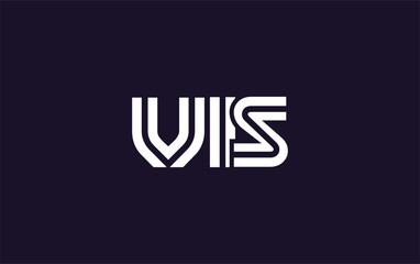 VIS Creative Unique Modern Letter Logo Design. Stylized logo featuring a unique letter design, presenting abstract minimalist aesthetics and modern appeal
