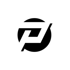 P Letter Circle Monogram Negative Logo Design