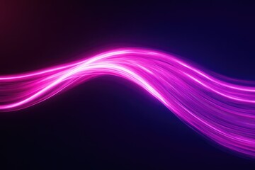 Naklejka premium Abstract pink and purple light streaks curve across a dark background, creating a dynamic and energetic visual.
