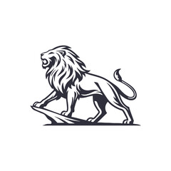 Roaring Lion Silhouette Logo – Majestic Standing Lion Design for Royal, Guard & Brand Identity