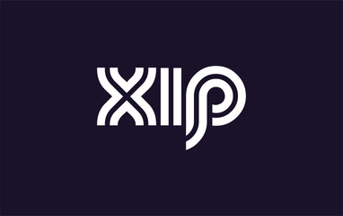 XIP Creative Unique Modern Letter Logo Design. Stylized logo featuring a unique letter design, presenting abstract minimalist aesthetics and modern appeal