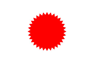 Red circular emblem with jagged edges against a plain background representing clarity and emphasis in design