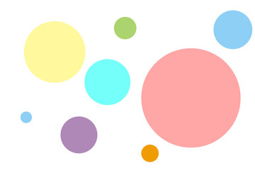 Colorful circles create a playful and vibrant abstract design with soft pastel tones on a white background