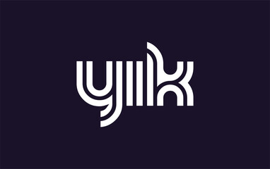 Fototapeta premium YIK Creative Unique Modern Letter Logo Design. Stylized logo featuring a unique letter design, presenting abstract minimalist aesthetics and modern appeal
