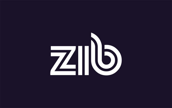 ZIB Creative Unique Modern Letter Logo Design. Stylized logo featuring a unique letter design, presenting abstract minimalist aesthetics and modern appeal