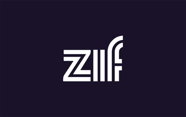 ZIF Creative Unique Modern Letter Logo Design. Stylized logo featuring a unique letter design, presenting abstract minimalist aesthetics and modern appeal