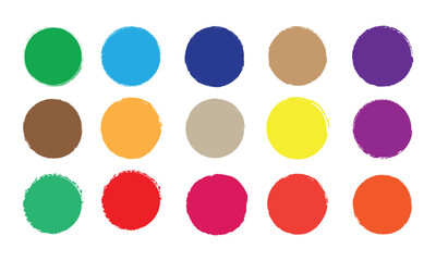 Collection of colorful round grunge circle brush stroke, brushstroke paint vector illustration. round brush shape vector
