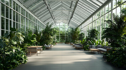 Modern Greenhouse Interior Design With Lush Greenery
