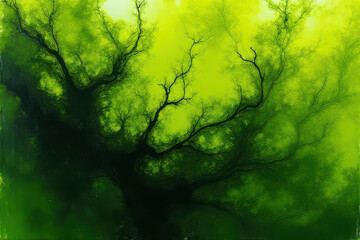 Fototapeta premium Mesmerizing Ink in Water: Swirling Olive & Chartreuse Patterns in Experimental Photography