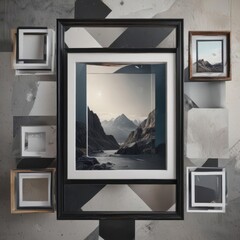 Fototapeta premium Abstract geometric photo collage with image frames , montage, image, photographic
