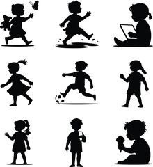 Kids Sketch Collection | Outline Silhouette Vector Set Children Doodle Silhouette | Isolated Kids Outline Vector