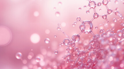 Microscopic molecules float within a vivid abstract liquid environment. The background merges scientific precision with artistic fluidity. This composition symbolizes the fusion of chemistry.