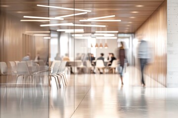 Blurred business people meeting in modern office building conference room