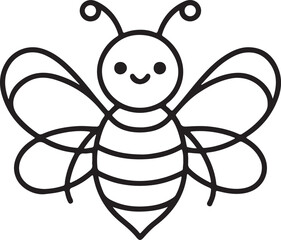 Cute Bee Logo Line Drawing