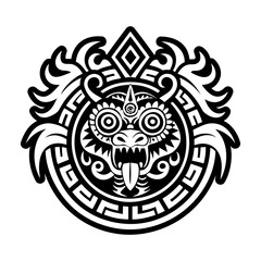 A filled style icon of aztec idol tattoo