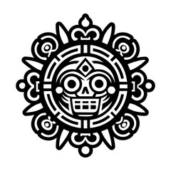 A glyph style icon of aztec mask tattoo
