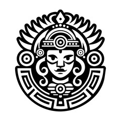 A filled style icon of aztec goddess tattoo