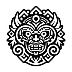 A solid style icon of mayan mask tattoo