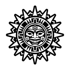 A filled style icon of mayan sun tattoo