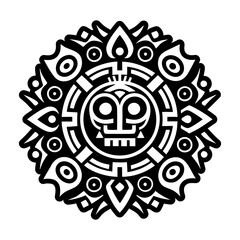 A solid style icon of mayan wheel symbol