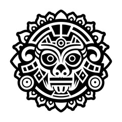 A glyph style icon of aztec artwork tattoo