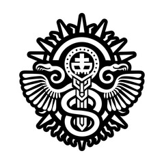 A filled style icon of aztec serpent symbol