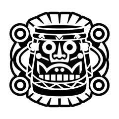 A solid style icon of aztec drum tattoo