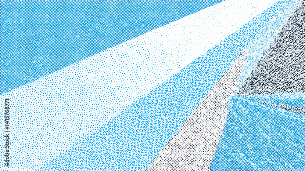 Poster Abstract blue, white, and black dotted pattern background with diagonal lines creating a dynamic, modern design suitable for website banners or digital prints