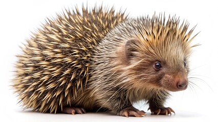 Obraz premium black tailed hairy dwarf porcupine isolated on white background
